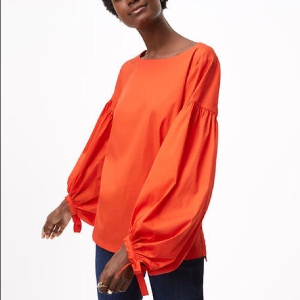 Loft Lantern Sleeve Shirt Ember Orange XS Petite